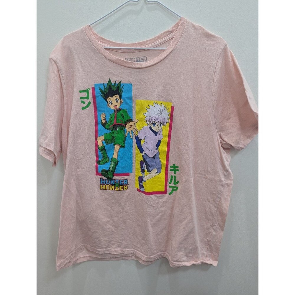 Womens (Jrs) XL 15-17 Pink Hunter X Hunter Anime Boyfriend T-Shirt Tee Shirt